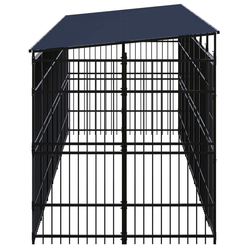 Outdoor Dog Kennel with Roof Steel,Exercise Pens for Dogs,Playpen for Dogs,Heavy Duty Outdoor Kennel,with Doors and Roof,Lockable Latch System, 39.7 ft2