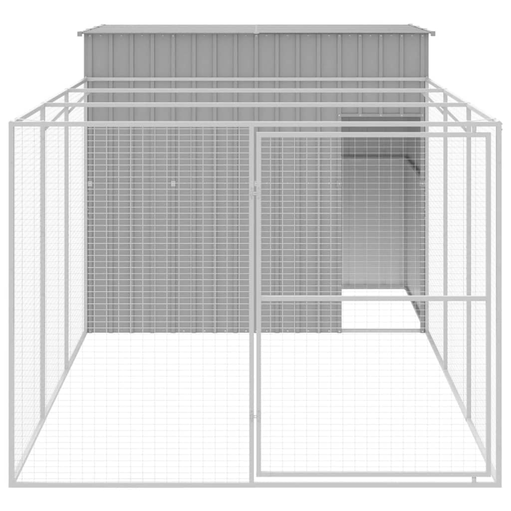 Outdoor Dog Kennel with Run Galvanized Steel Pet Enclosure