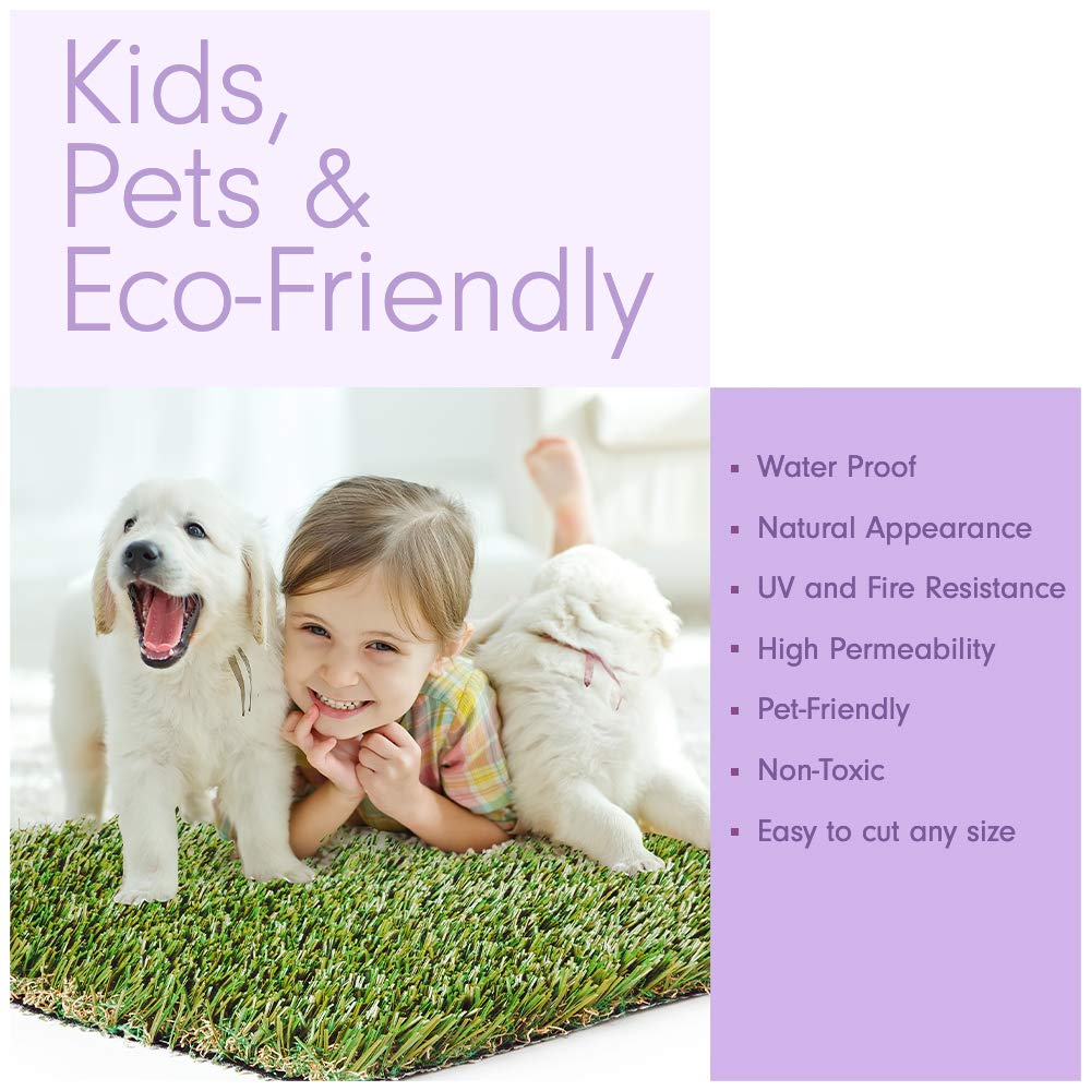 15 x 21 Feet Artificial Grass Mat for Dogs [Deluxe Realistic Synthetic Pet Turf Rug, Fake Grass Carpet for Puppy Potty Training Patch, Indoor or Outdoor Pee Pads]