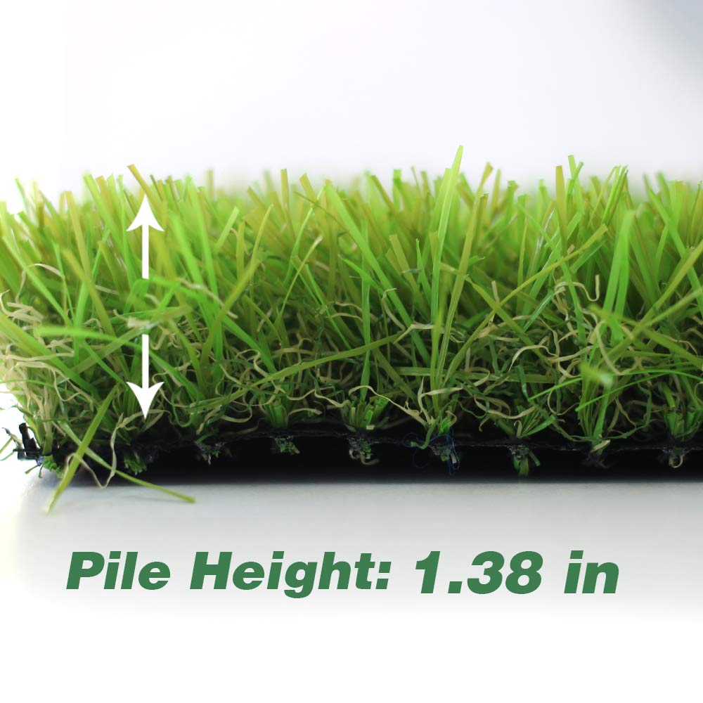 Artificial Grass Turf 11FTX37FT,1,38inch 4 Tone Realistic Synthetic Thick Fake Faux Grass Rug Astroturf Carpet Landscape for Dogs Indoor Outdoor Garden Lawn Mat, with Drainage Holes