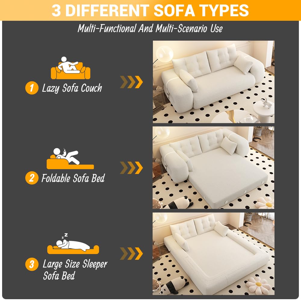 78.7" 3-in-1 Foldable Sofa Bed - Convertible Pet & Human Bed with Non-Slip Base, Foam-Filled T Fabric - Ideal for Large Dogs & Overnight Guests in Living Room or Playroom