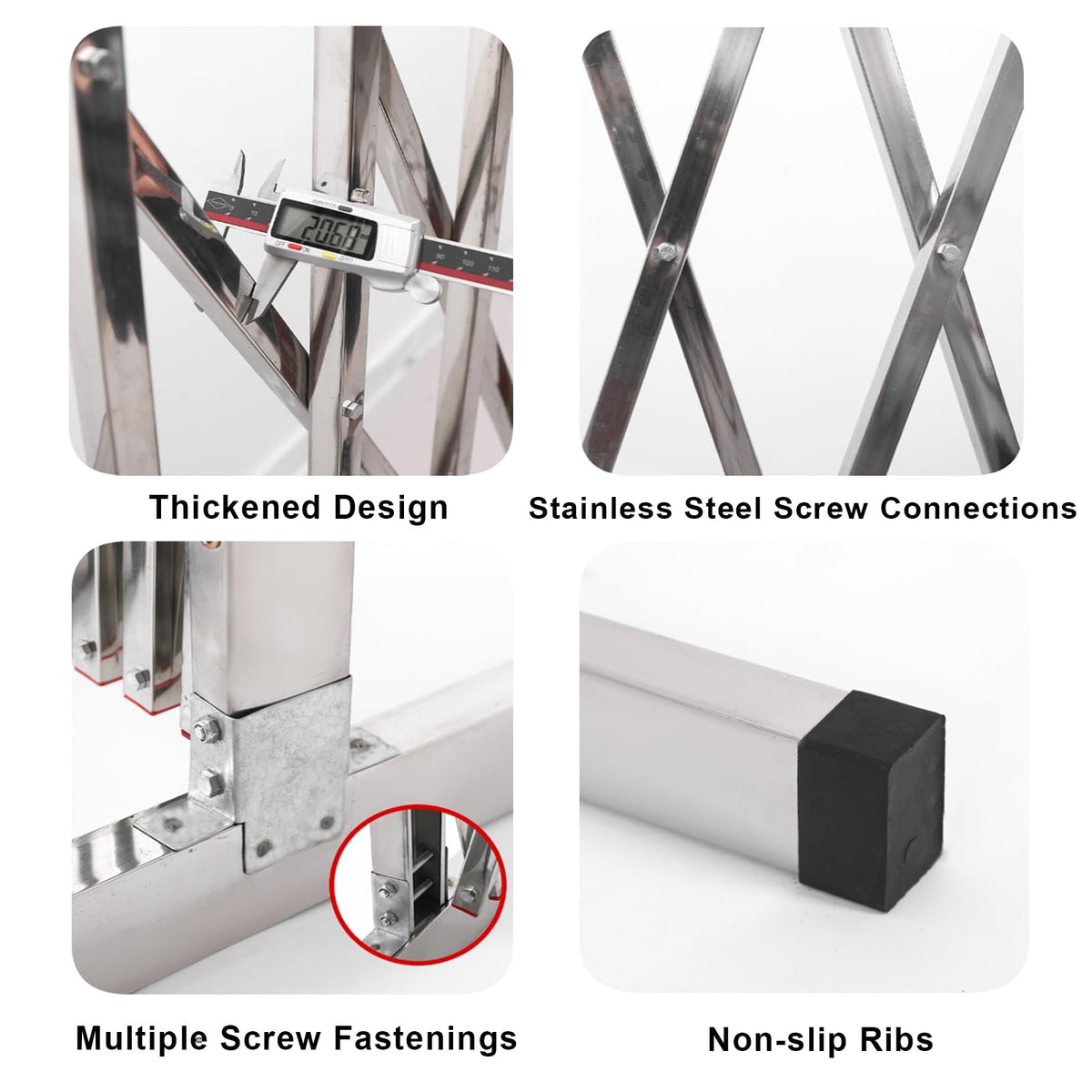 Expandable Stainless Steel Mobile Security Gate on Wheels - 350x120cm Flexible Folding Barrier for Garage, Airport, Road - Industrial Safety Solution