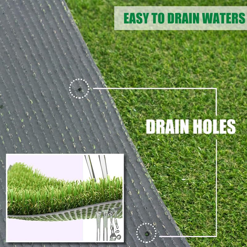 Artificial Grass Turf 8FTX75FT Outdoor Rug 0.8 Inch Fake Grass Rug Realistic Synthetic Turf Mat Drain Holes Artificial Lawn Carpet Pet Dogs Patio Garden Balcony Landscape Green Custom Size