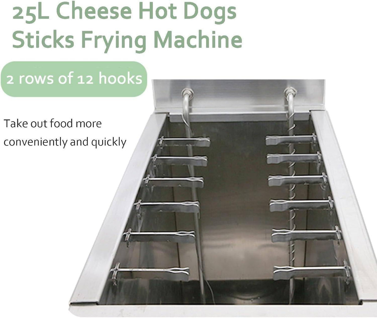 25L Commercial Electric Deep Fryer for Cheese Hot Dogs Sticks Frying Machine, Large Capacity Corn Dog Fryer for Restaurant, Store, Home - Sausage Frying Equipment,220v