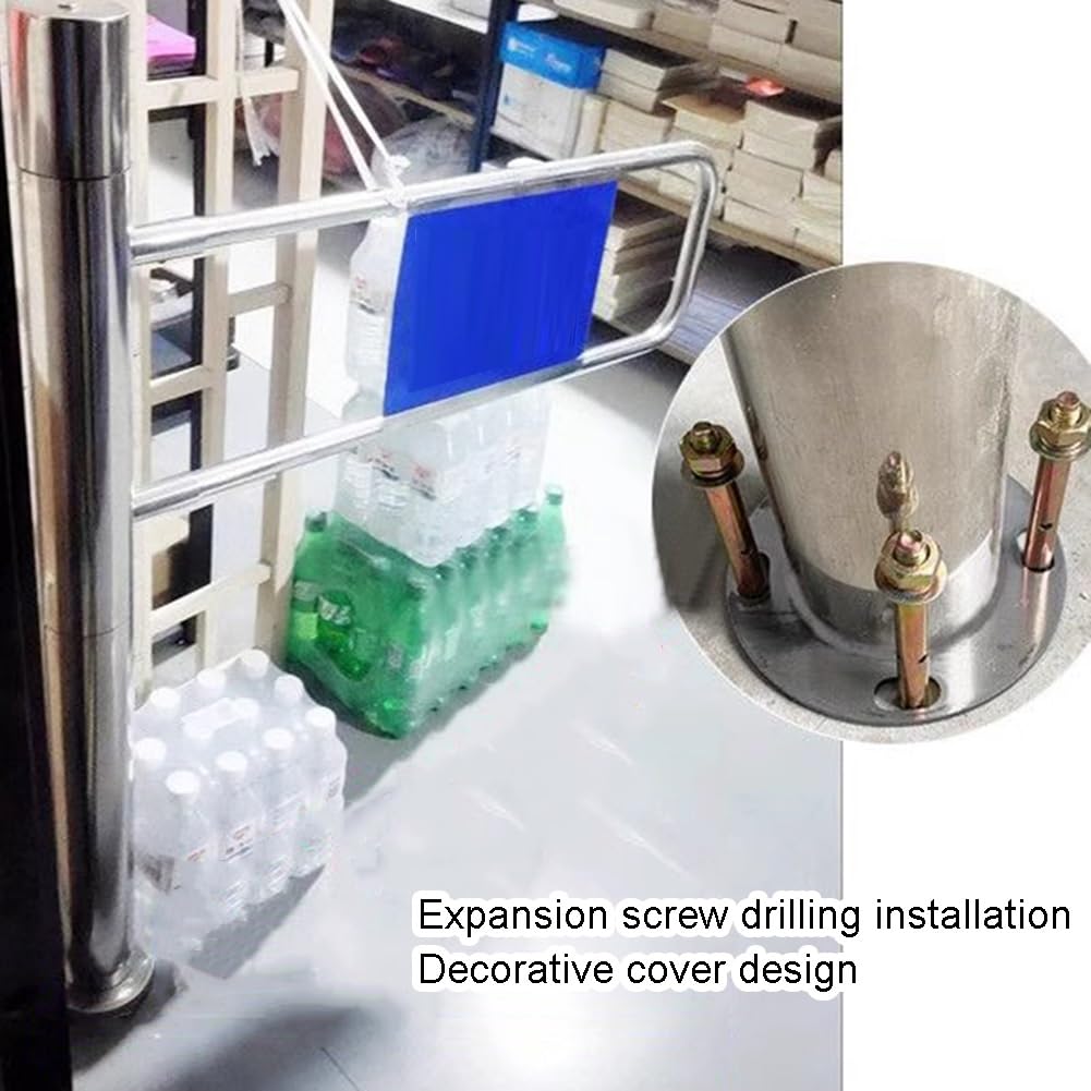 Automatic Swing Safety Gate, Heavy-Duty Entrance Barrier with Two-Way Closing Door and Swing Brake for Supermarkets and Warehouses