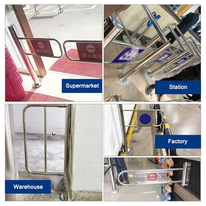 Swing Safety Gate,Stainless Steel Automatic Closing Safety Door - 90° Swing Design, 1-Way Entrance Gate for Libraries, Stores & Malls (80x97cm) - Durable, Secure & Easy to Install