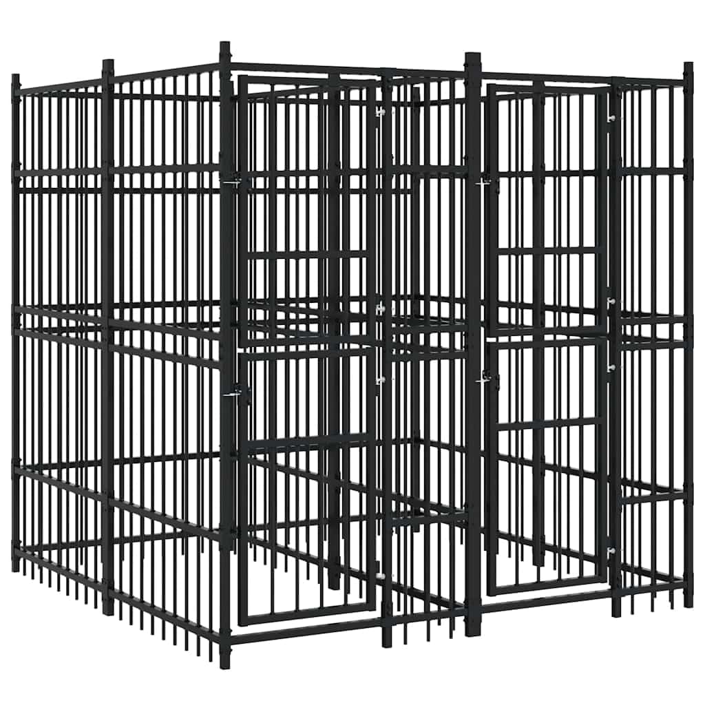 Outdoor Dog Kennel 39.7 ft Powder-Coated Steel Playpen with Lockable Hinged Door for Safety