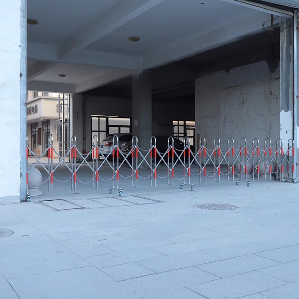 Stainless Steel Expandable Metal Barricade, Portable Flexible Mobile Barrier Gate 201 Stainless Steel Traffic Barricade Fence with Casters for Outdoor Event Site School, Silver-1.2x3m