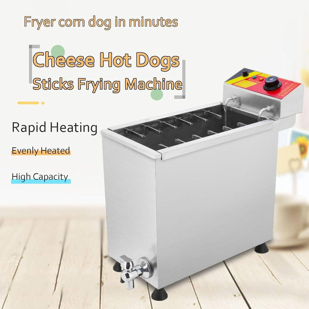 25L Commercial Electric Deep Fryer for Cheese Hot Dogs Sticks Frying Machine, Large Capacity Corn Dog Fryer for Restaurant, Store, Home - Sausage Frying Equipment,220v