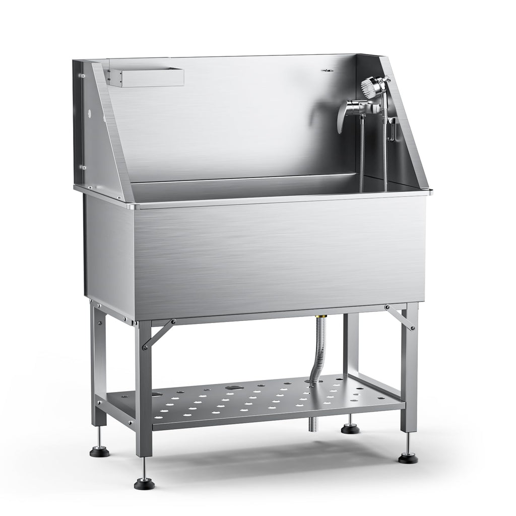 56" Dog Washing Station, 304 Stainless Steel, 600 lb, Side Ramp