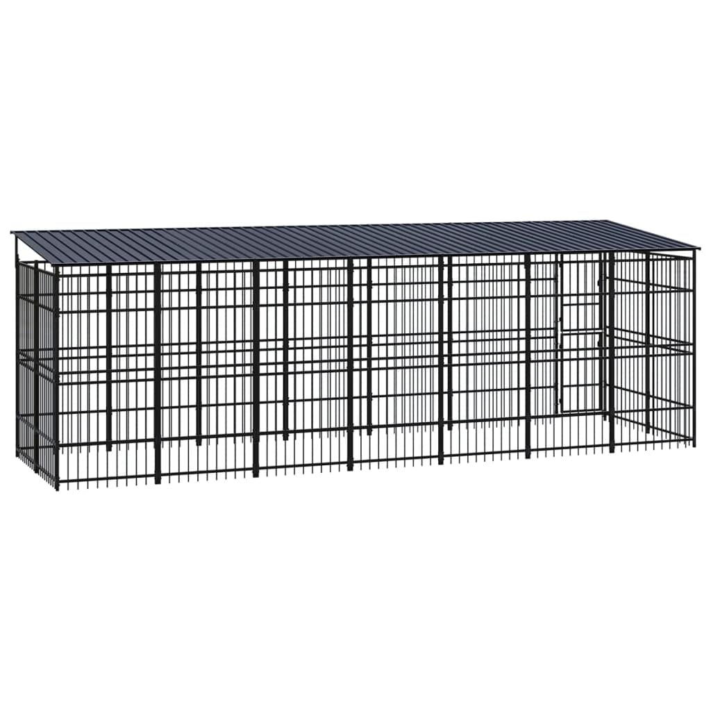 Outdoor Dog Kennel with Roof Steel,Exercise Pens for Dogs,Playpen for Dogs,Heavy Duty Outdoor Kennel,with Doors and Roof,Lockable Latch System, 39.7 ft2