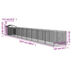 Outdoor Dog House with Extended Run Galvanized Steel Light Gray