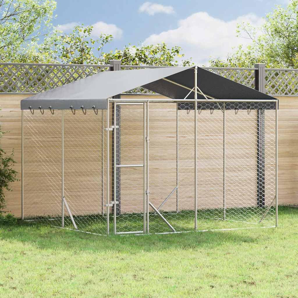 Outdoor Dog Kennel with Roof, 6.6x32.8x8.2ft Galvanized Steel Enclosure for Pets, Large Exercise Playpen for Dogs Chickens Rabbits with Lockable Door