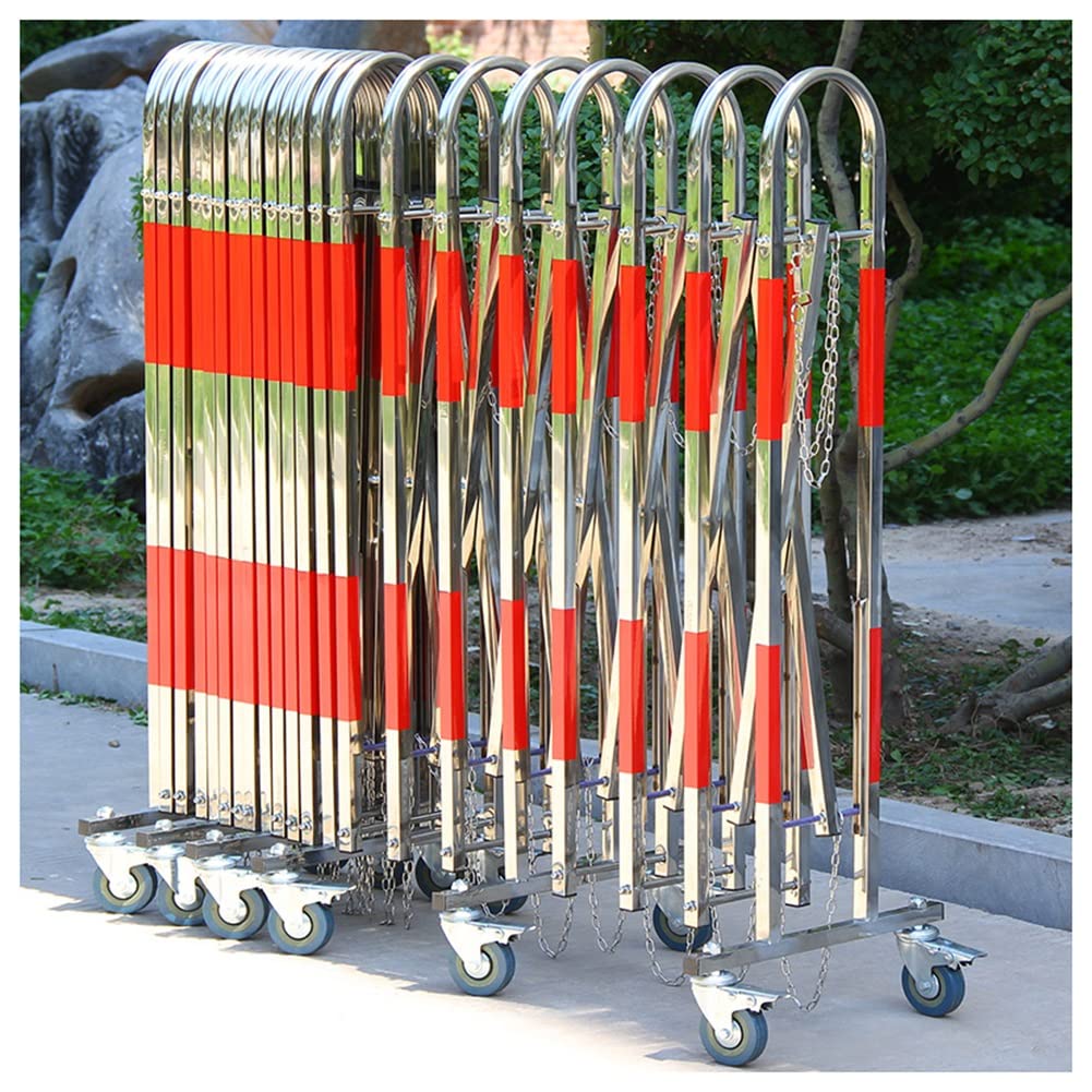 exproyzk Metal Expandable Barricade, Folding Security Gate, Retractable Driveway Gate, 360° Rolling Barricade Gate, Stainless Steels (Color : Multi-Colored, Size : 1.1x7m)