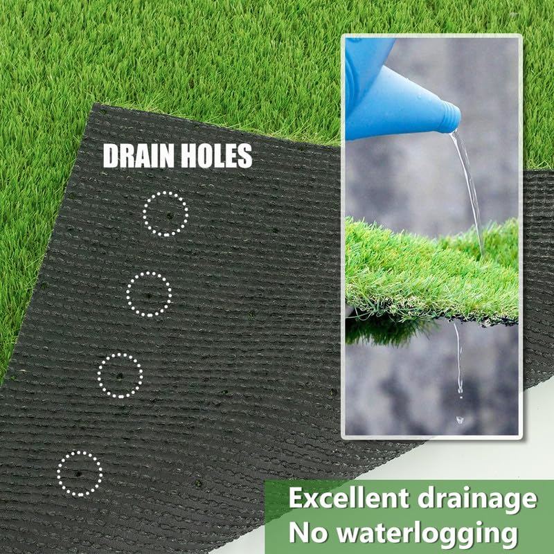 7FT x 62FT Artificial Turf 1.38inch Simulated Synthetic Fake Grass with Drainage Holes, Reusable Grass Urinal for Dogs, Backyard Lawn Rug Doormat Decorations, Custom