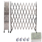 Expandable Stainless Steel Mobile Security Gate on Wheels - 350x120cm Flexible Folding Barrier for Garage, Airport, Road - Industrial Safety Solution