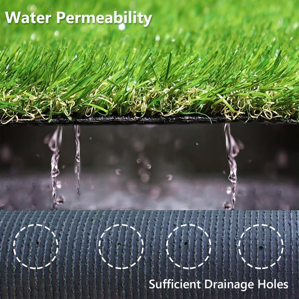Artificial Synthetic Grass Turf 10FTx42FT(420 Square FT) 0.8" Pile Height Indoor Outdoor Pet Dog Fake Grass Turf with Drainage Holes for Garden Backyard Balcony Patio Landscape Lawn
