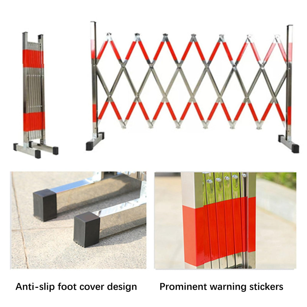 Barriers, Expandable Metal Barricade Safety Barrier Gate Flexible Stainless Steel Outdoor Driveway Garage Door School Farmland Closed Barricade Gate Adjustable Traffic,47.25x236.23in