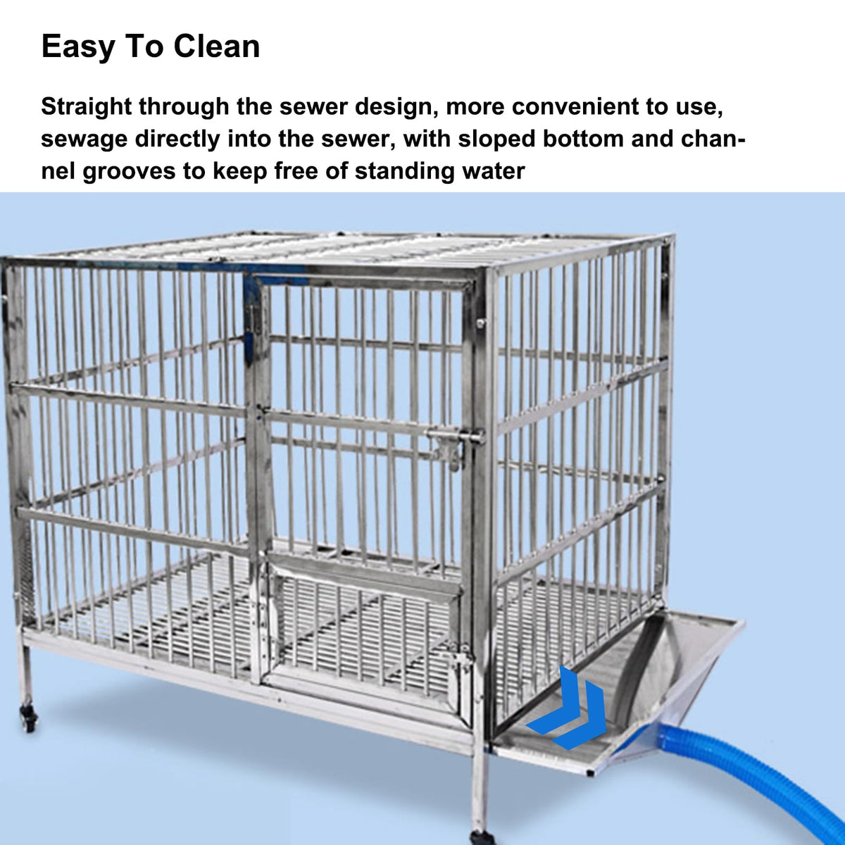 Heavy Duty Indestructible Dog Crate with Lockable Wheels, Double Door, Escape-Proof Dog Crate Kennel with Toilet(125X90X105cm)