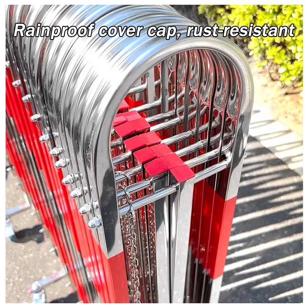 Heavy Duty Expandable Security Gate with Wheels, Stainless Steel Driveway Fence, Folding Mobile Road Safety Traffic Fence, for Outdoor Events, Crowd Control, School Safety(1.3x6m)
