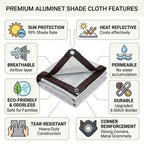 99% Aluminum Shade Cloth, Heavy Duty Reflective Sun Shade Mesh Tarp with Grommets for Outdoor Patio, Garden, Car Cover, Dog Kennel & Greenhouse Canopy(26x66ft/8.0x20m)