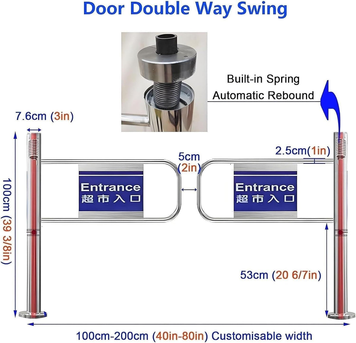 Spring-Loaded Safety Revolving Doors Suitable for Libraries and Shops One-Way Door(200x100m)