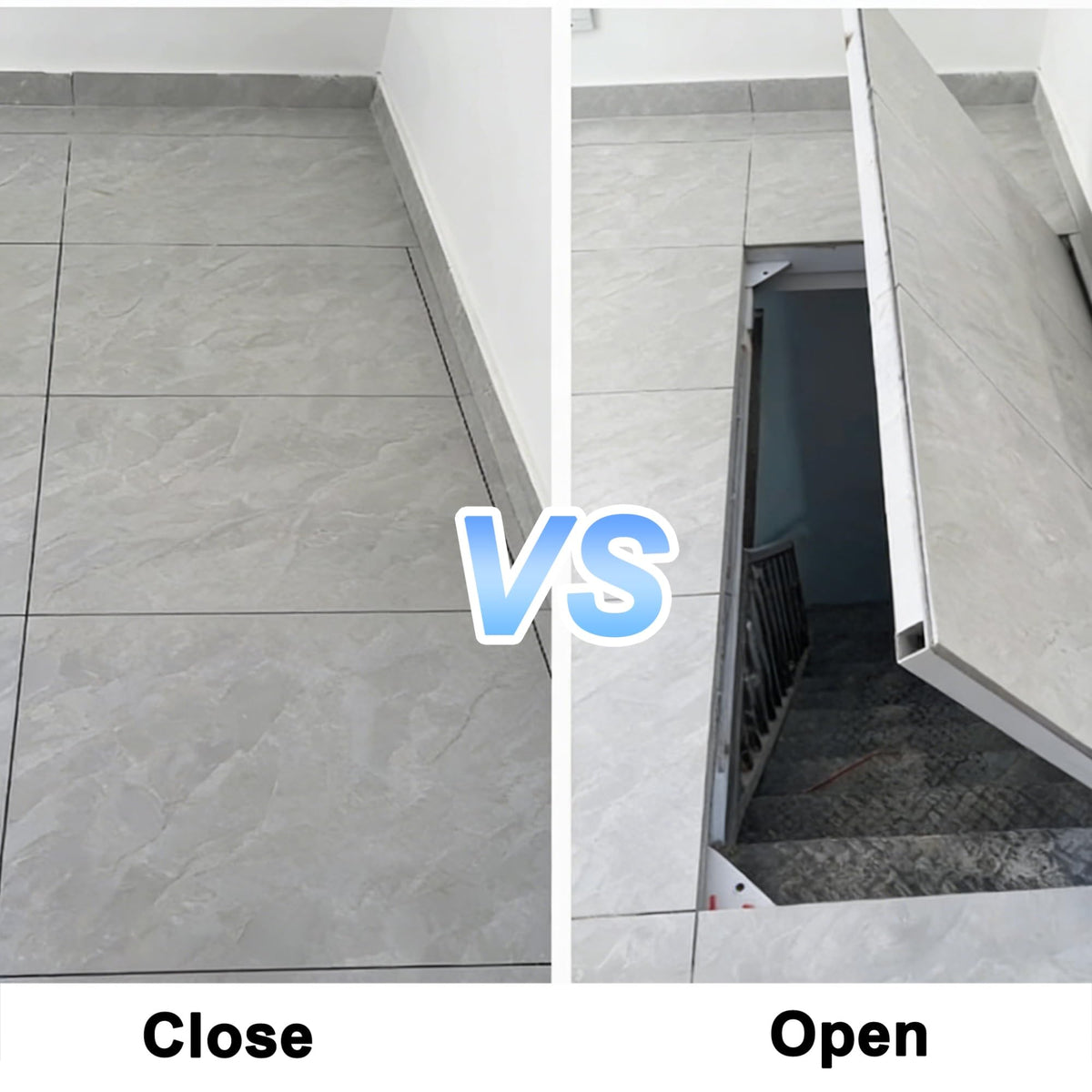 Flush Floor Cellar Gate with Hinged, Invisible Trap Door for Wood Flooring, Interior Crawl Space Access Panel for Home Renovation(60X29in/1520X740mm)