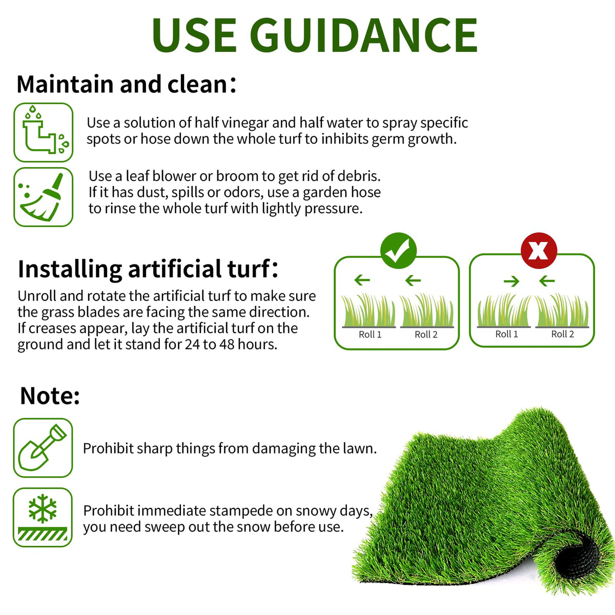 Artificial Grass Rug Indoor Outdoor, 13ft x 25ft (325 Square FT) Realistic Thick Synthetic Fake Grass Mat for Dogs, Garden Lawn Landscape Patio Grass