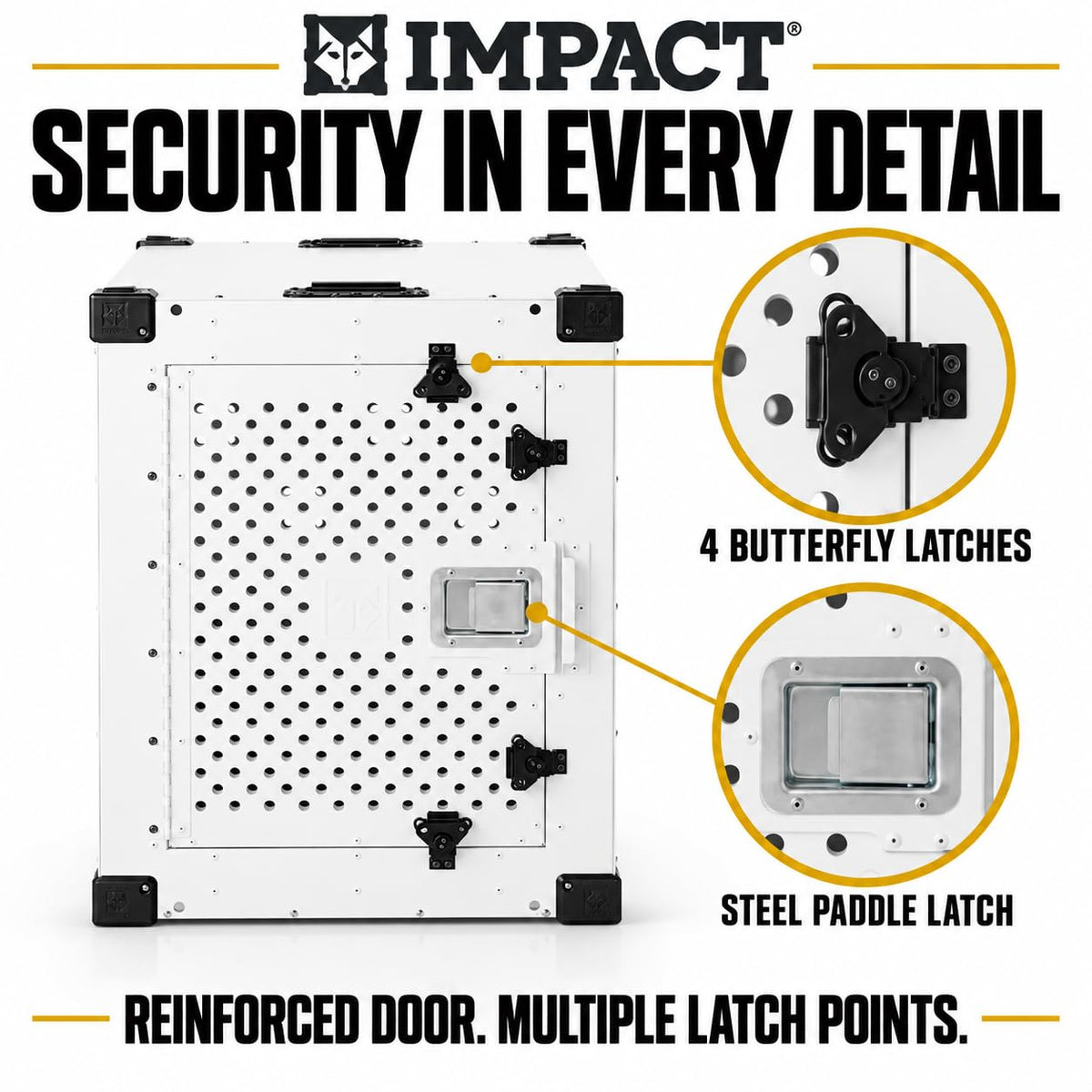 Impact High Anxiety Dog Crate - Escape Proof Kennel (White, 34")