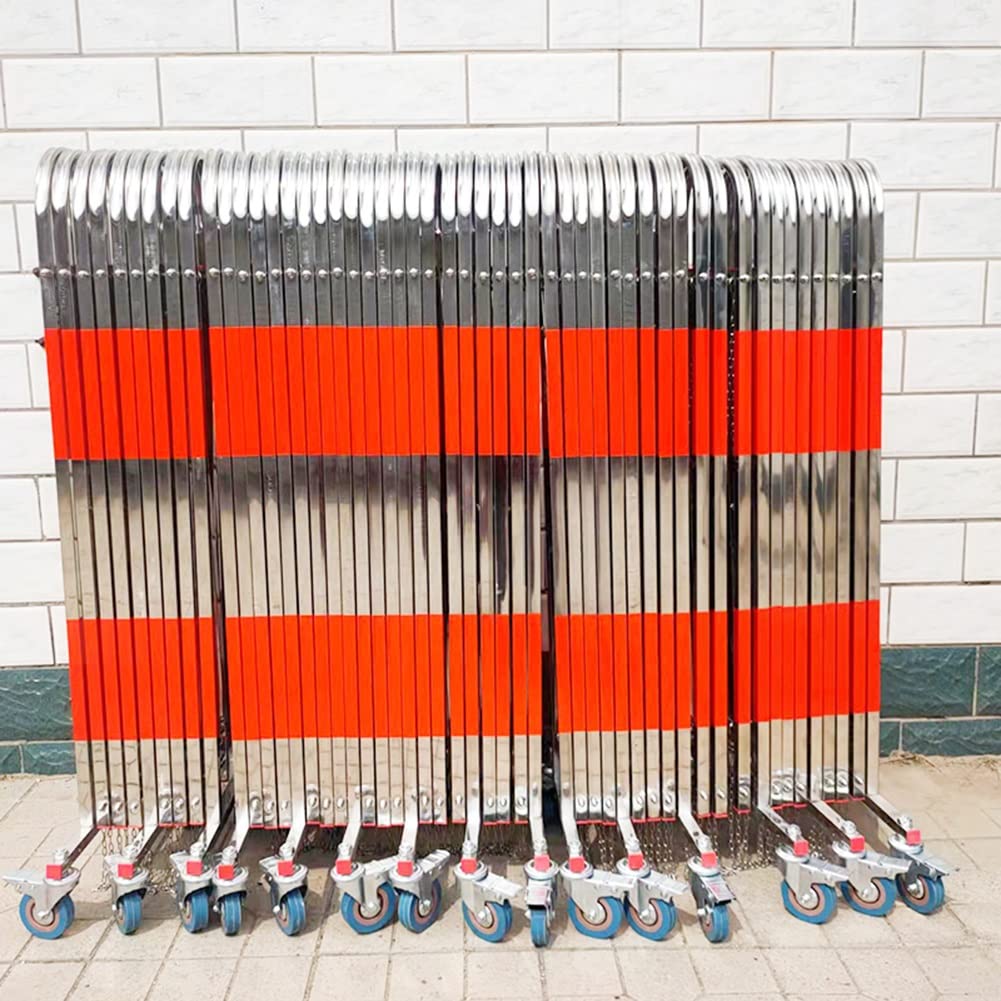 Traffic Barriers， Mobile Safety Barrier Gate - Expandable Stainless Steel Barricade - Retractable Traffic Fence - for Garages, Schools, Malls (Color : Red-Silver, Size :