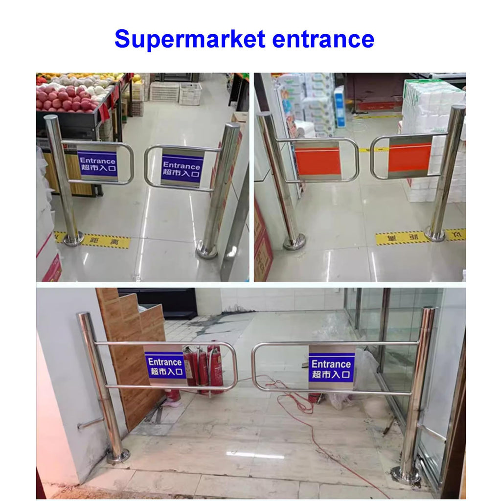 Stainless Steel Universal Supermarket Safety Gate, One-Way Swing Door for Driveway & Pedestrian Use, Ideal for Aisles in Supermarkets, Factories & Parks (100×97 Cm