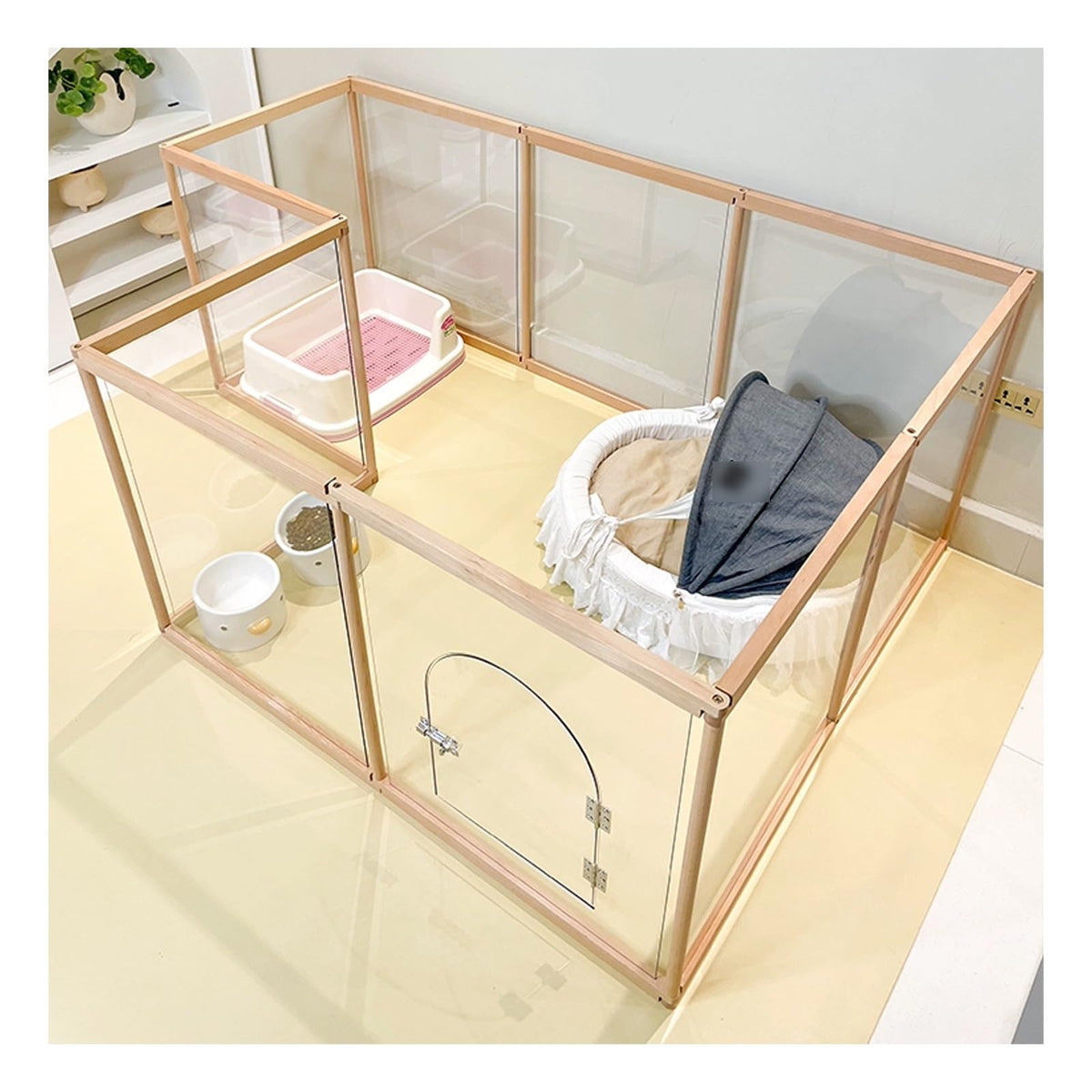 Indoor Dog Fence - Acrylic Puppy Playpen, m Thick C Pet Gate, Safe & Sturdy Exercise Pen for Dogs, Free-Standing Transparent Dog BER, Perfect for Indoor Use