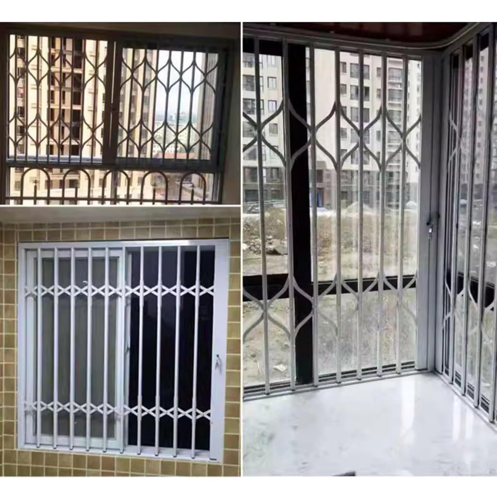 Aluminium Alloy Folding Window Bars for Security – Burglar-Resistant Design for Sliding Doors & Windows, Pet Protection for Cats & Dogs (W48xH71in/120x180cm)