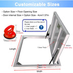 Flush Floor Cellar Gate with Hinged, Invisible Trap Door for Wood Flooring, Interior Crawl Space Access Panel for Home Renovation(60X29in/1520X740mm)