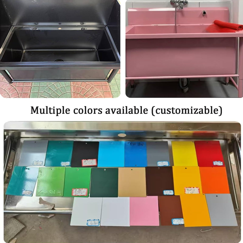 80CM Stainless Steel Washing Station for Large Medium Small Pets, Dogs Professional Metal Bathtubs, Indoor Outdoor Pet Grooming Bath Tub with Mat(Green,100X60X90CM)