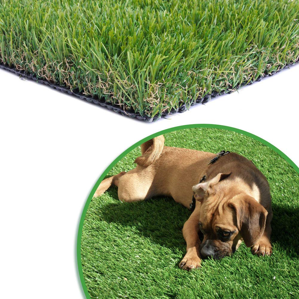 Artificial Grass Turf 11FTX37FT,1,38inch 4 Tone Realistic Synthetic Thick Fake Faux Grass Rug Astroturf Carpet Landscape for Dogs Indoor Outdoor Garden Lawn Mat, with Drainage Holes