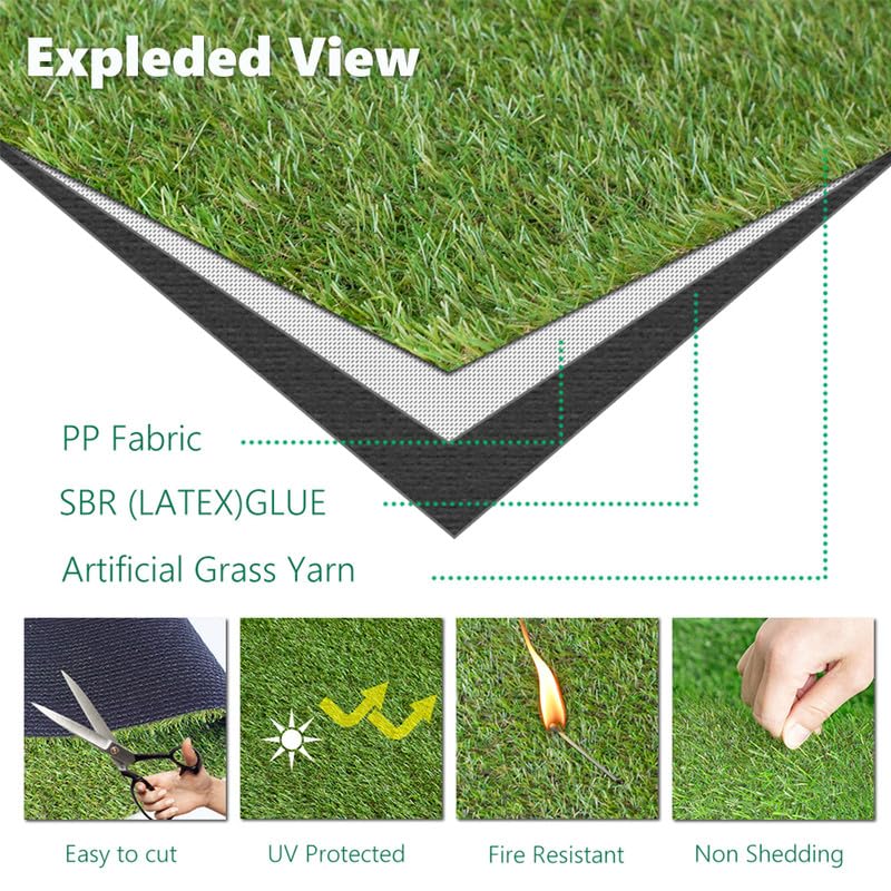 Artificial Grass 0.8 Inch Fake Turf Customizable Size 7FT x 73FT