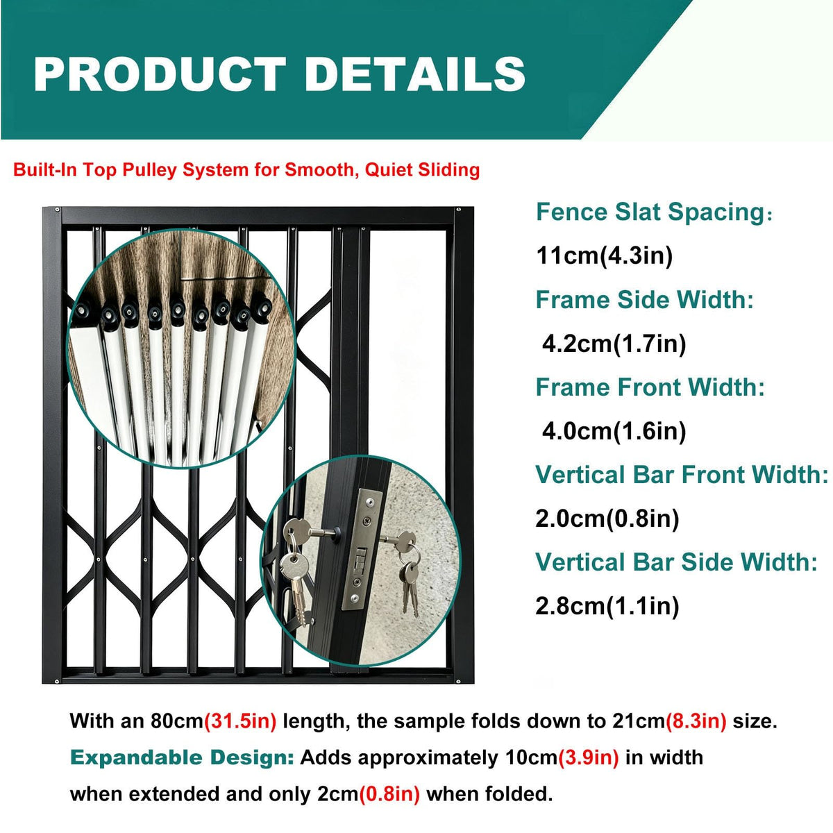 Kitchen Child Security Retractable Window/Gate Bar