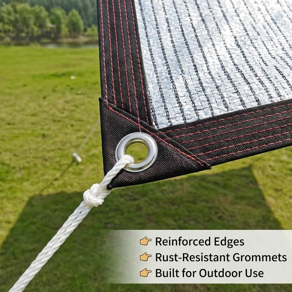 99% Reflective Aluminum Shade Cloth with Grommets, UV Protection Sun Shade Netting Tarp for Plant Greenhouse, Car Canopy, Dog Kennel & Outdoor Privacy(26x66ft/8.0x20m)