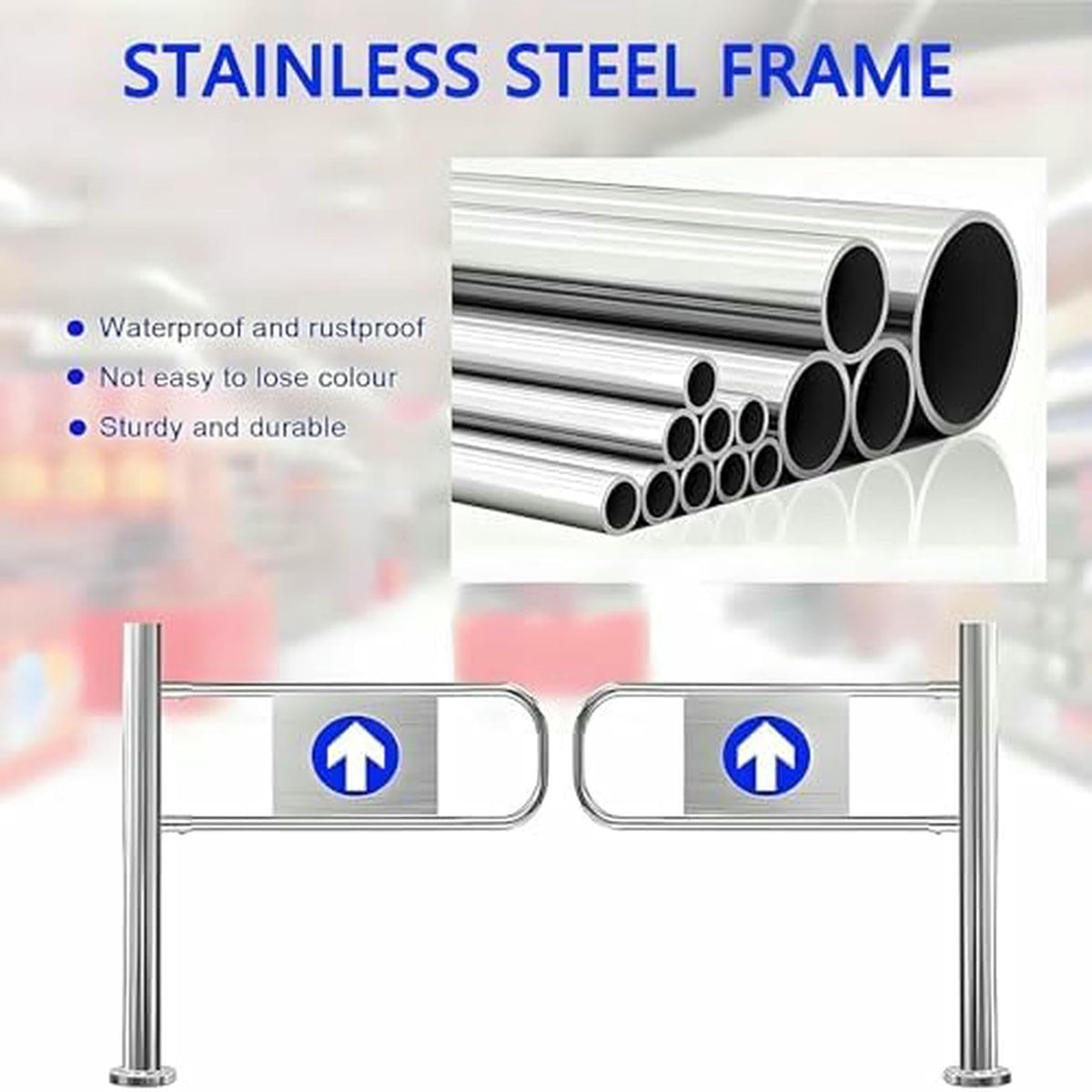 Spring-Loaded Stainless Steel Safety Swing Gate - Automatic Closing One-Way Door for Supermarkets, Libraries, and Scenic Entrances