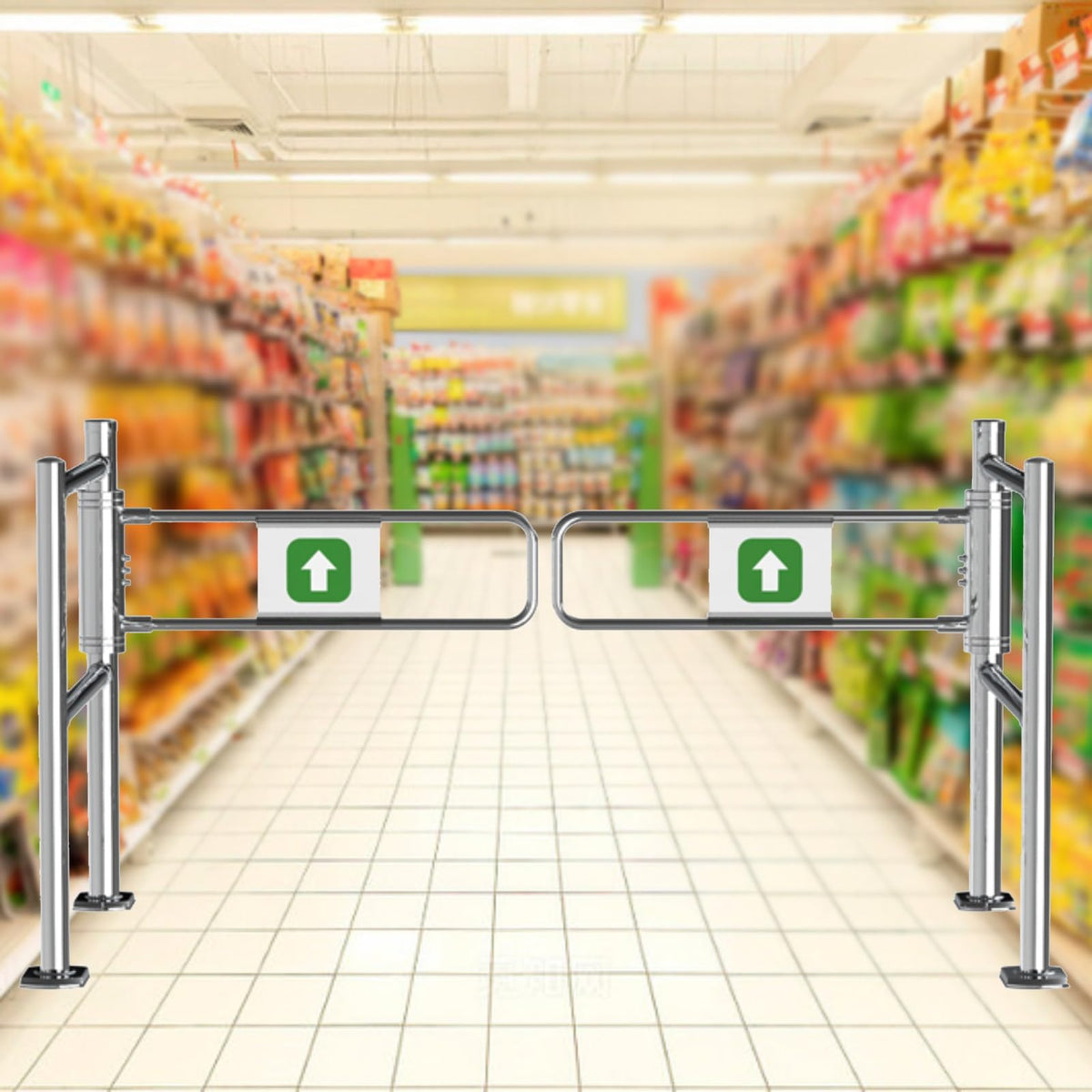 Automatic Spring-Loaded Safety Swing Gate, 90° Manual Open Pedestrian Gate for Supermarkets, Factories & Parks, Rebound Design, Silver-A, 140x100cm