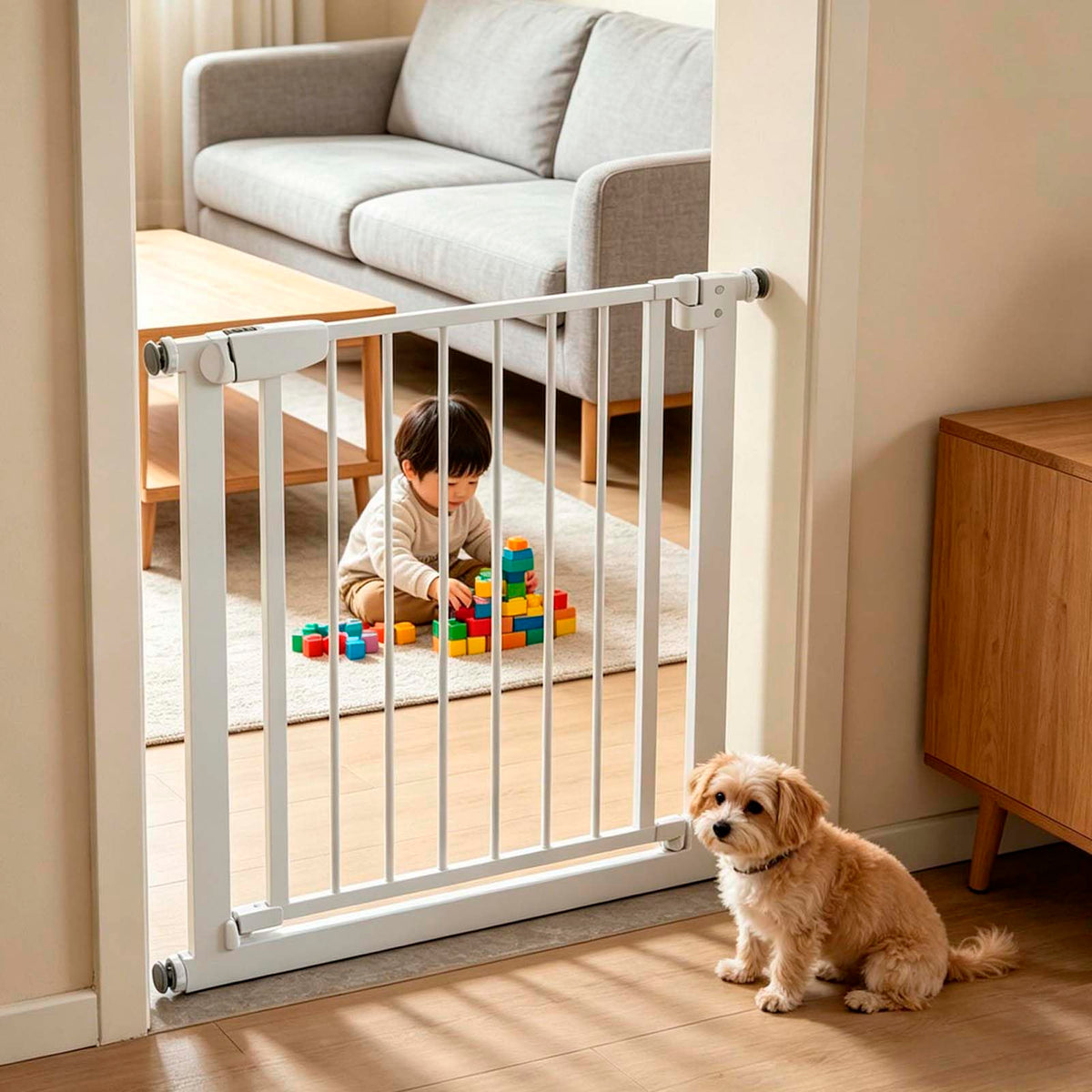 Dog Gate for Doorways, Retractable Pet Gate, Mesh Pet Barrier, Indoor Puppy Gate, Cat Gate, Adjustable Dog Fence, Portable Divider with Extendable Design for Stairs Home