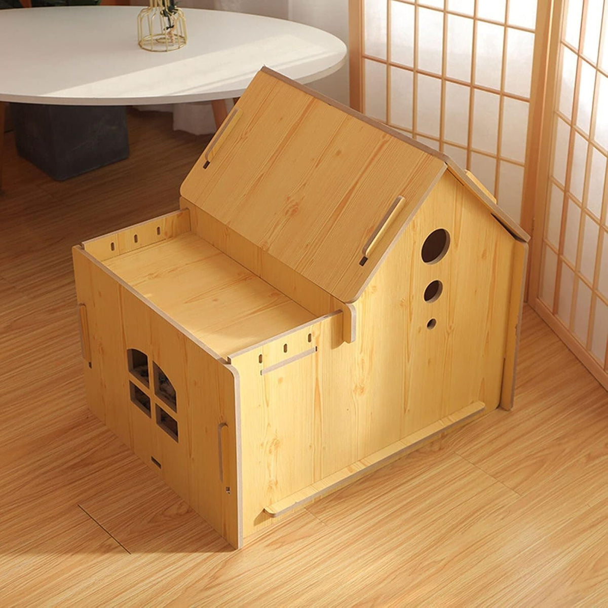 Pet House Outdoor Wooden Pet House Outdoor Pet Kennel House Type Cottage Four Seasons Pet Kennel Pet Supplies，Without Door