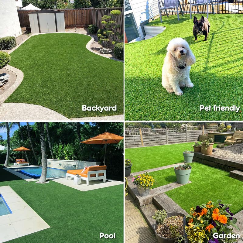 7FT x 62FT Artificial Turf 1.38inch Simulated Synthetic Fake Grass with Drainage Holes, Reusable Grass Urinal for Dogs, Backyard Lawn Rug Doormat Decorations, Custom