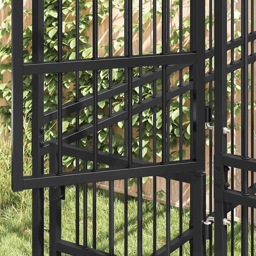 Steel Outdoor Dog Kennel - 39.7 sq ft Enclosure, Lockable Black