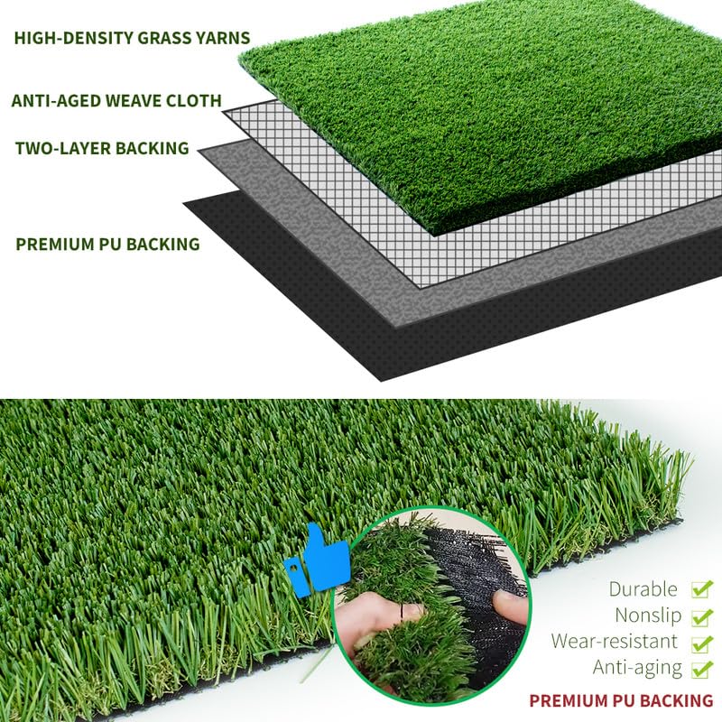 ALTRUISTIC High Density Artificial Grass Turf 5FTX68FT,PU Backing 38mm Pile Height Thick Realistic Synthetic Grass,4-Tone/Soft Indoor Outdoor Fake Faux Grass Rug Mat Lawn Garden Patio Landscape Dog