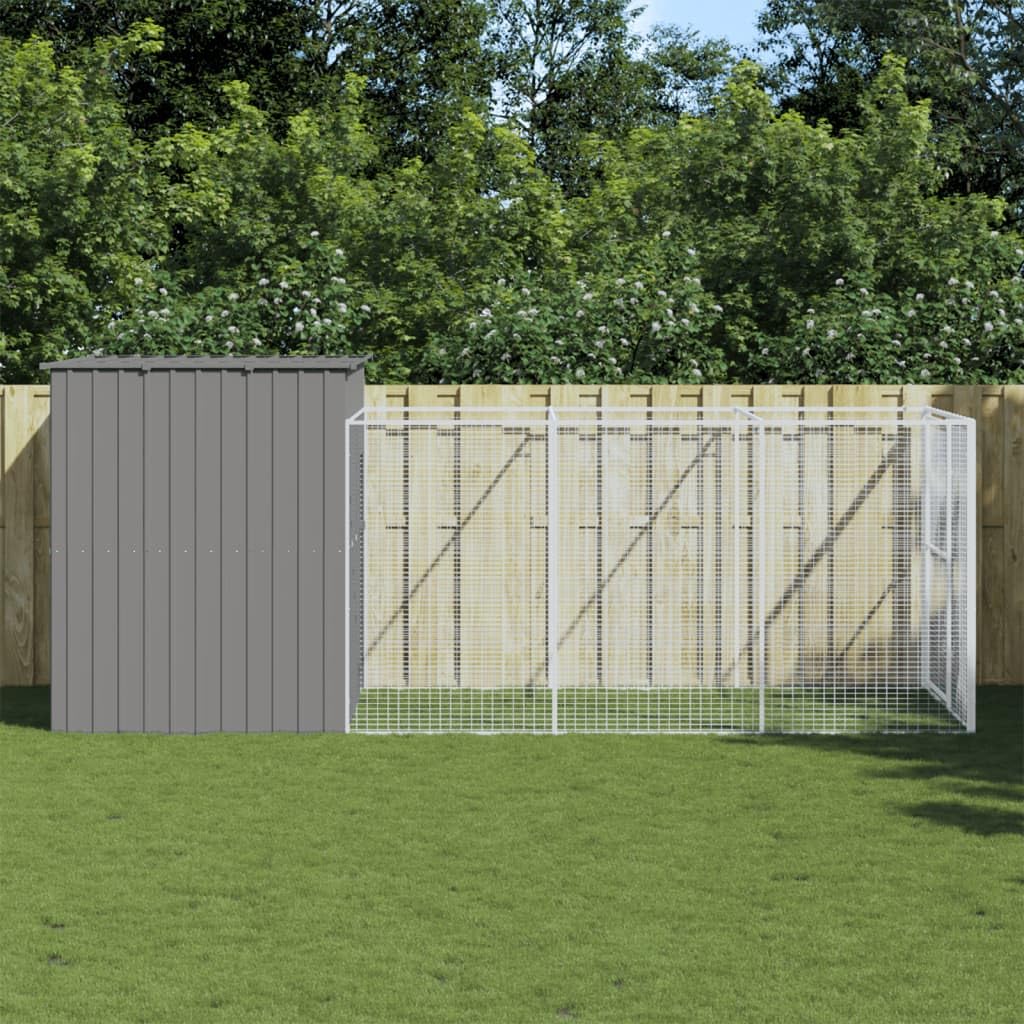 Outdoor Dog Kennel with Run Galvanized Steel Pet Enclosure