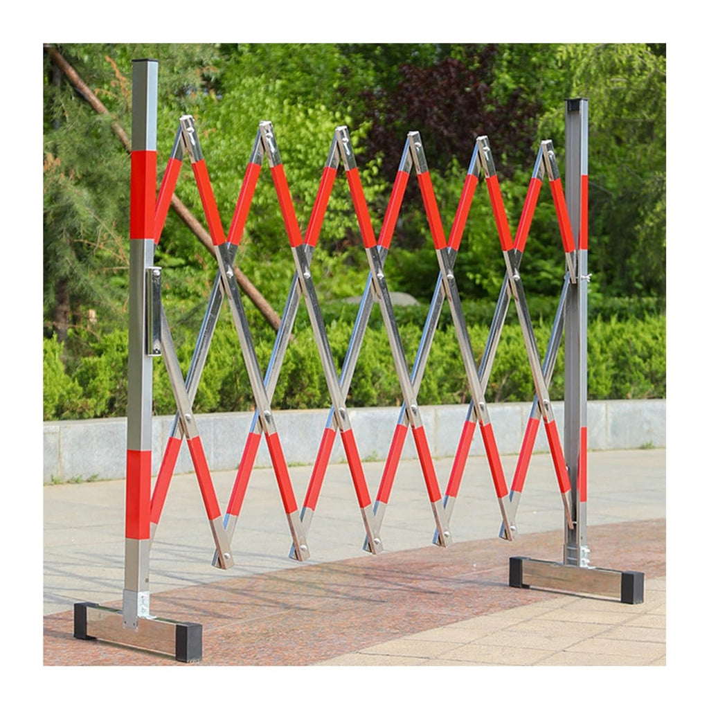 Barriers, Expandable Metal Barricade Safety Barrier Gate Flexible Stainless Steel Outdoor Driveway Garage Door School Farmland Closed Barricade Gate Adjustable Traffic,47.25x236.23in