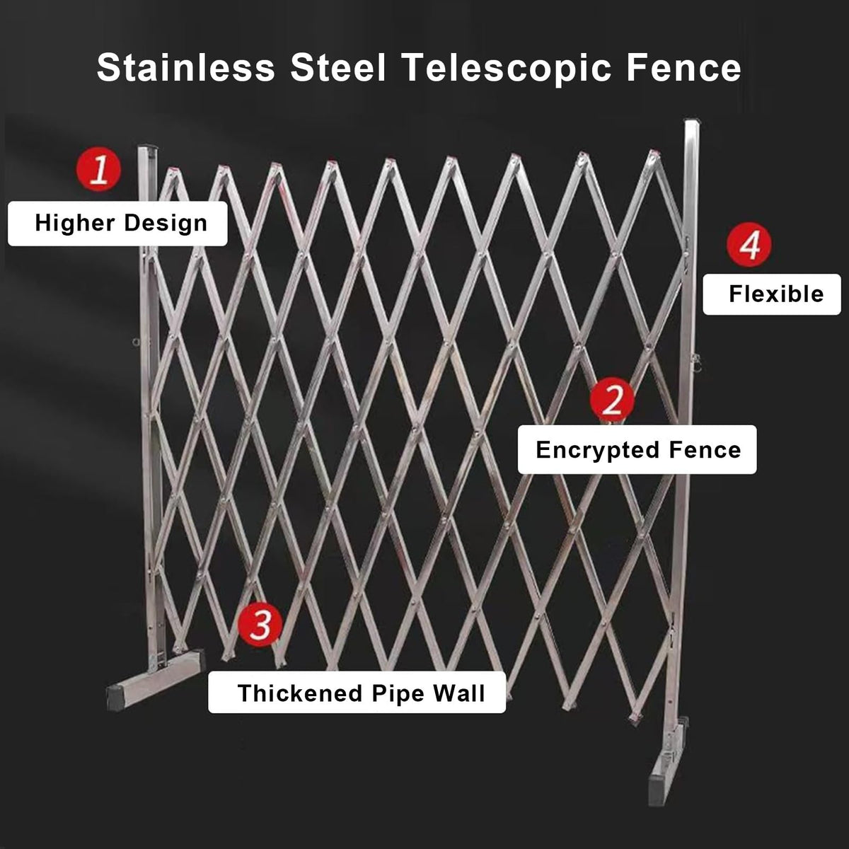 Flexible Stainless Steel Mobile Safety Barrier with Wheels - Expandable Industrial Road & Garage Protection - Durable Portable Versatile 250x180cm for Airports & Events