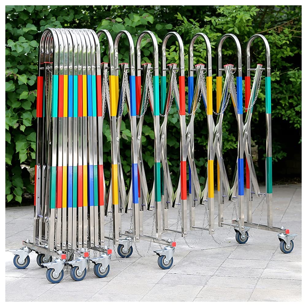Traffic Barriers， Mobile Safety Barrier Gate - Expandable Stainless Steel Barricade - Retractable Traffic Fence - for Garages, Schools, Malls (Color : Red-Silver, Size :